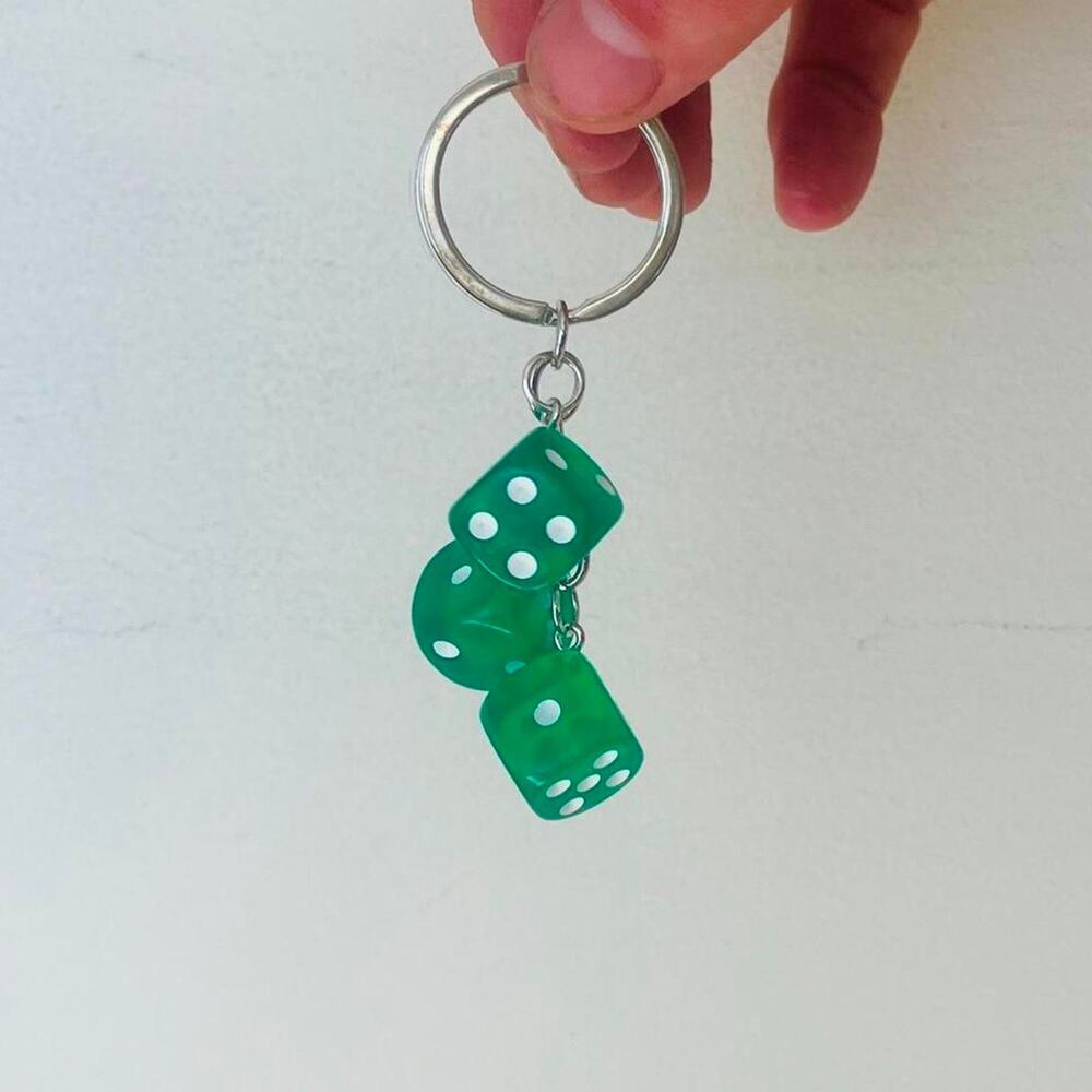 Y2k 2000s vintage style green dice key chain